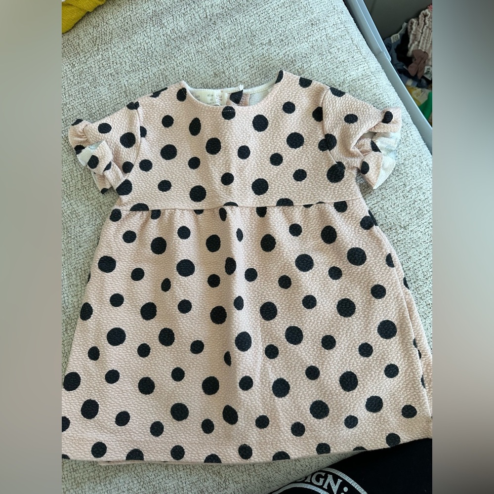 Zara Polkadot Dress with Ruffle Sleeve